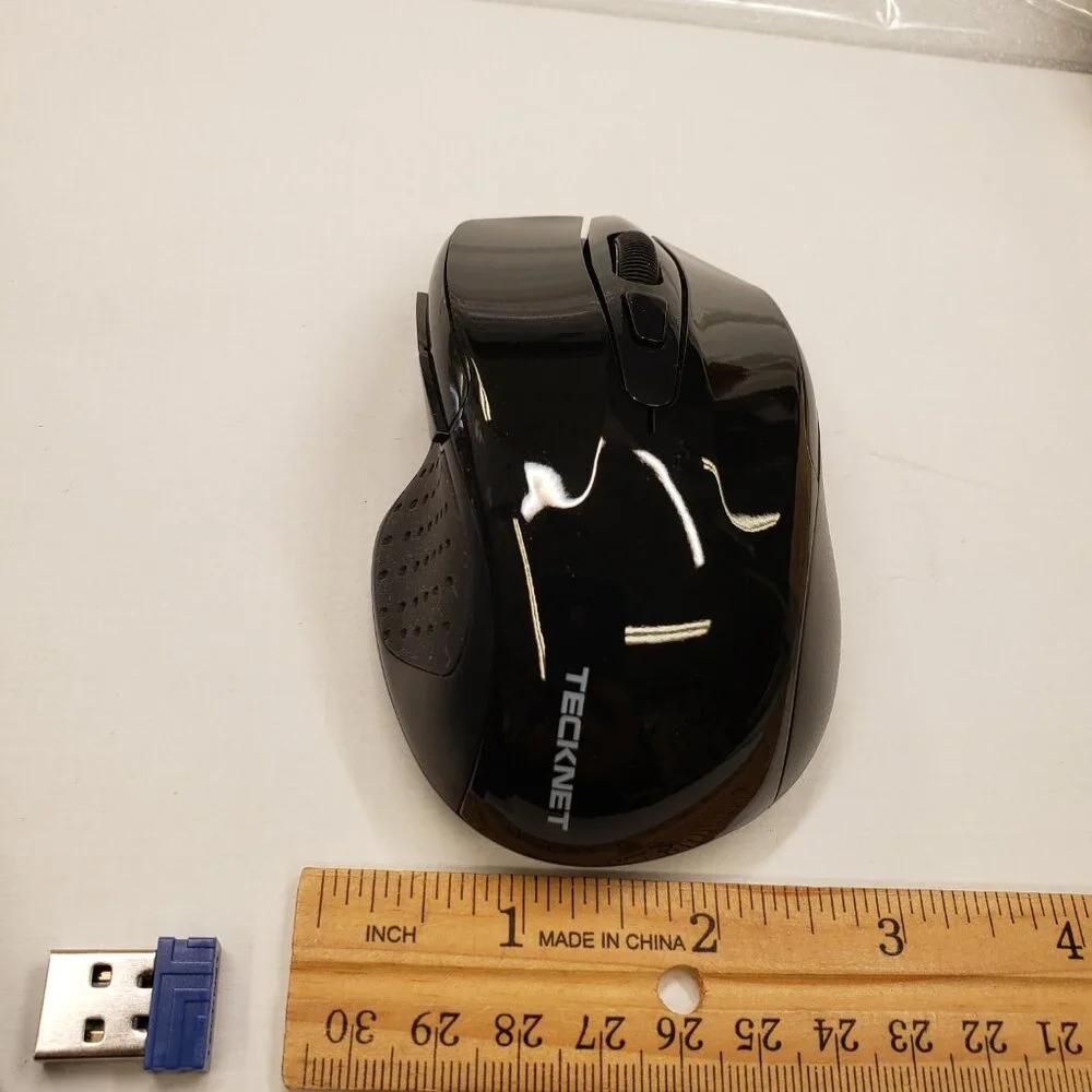 TECKNET Wireless Mouse (2.4G) USB Black for PC MAC. TK-MS009 Rechargeable.